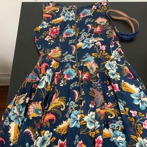 Floral A Line . Cotton/ silk with two pockets